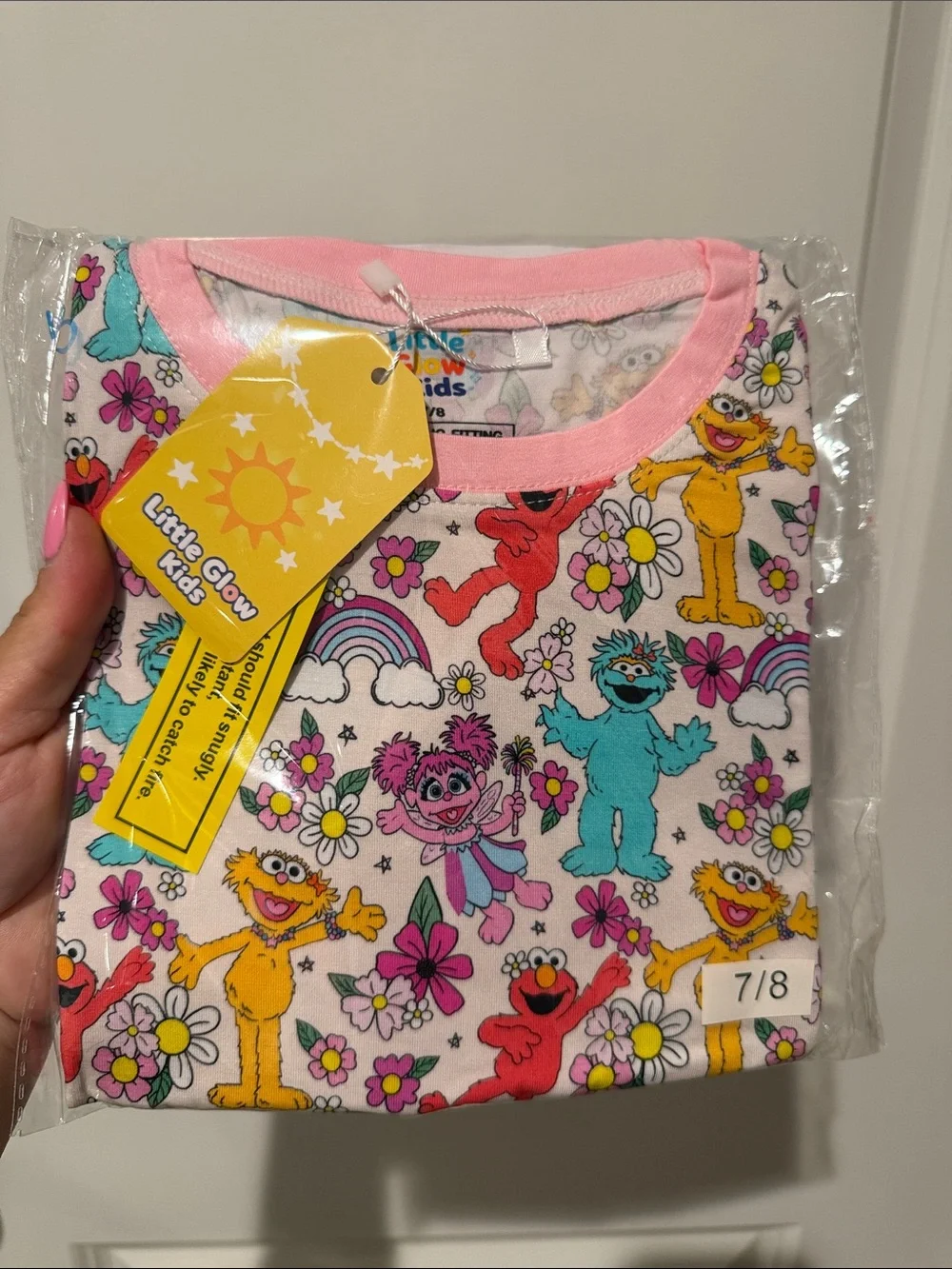 Little Glow Kids bamboo Sesame Street shorts pajama set size 5/6 NWT